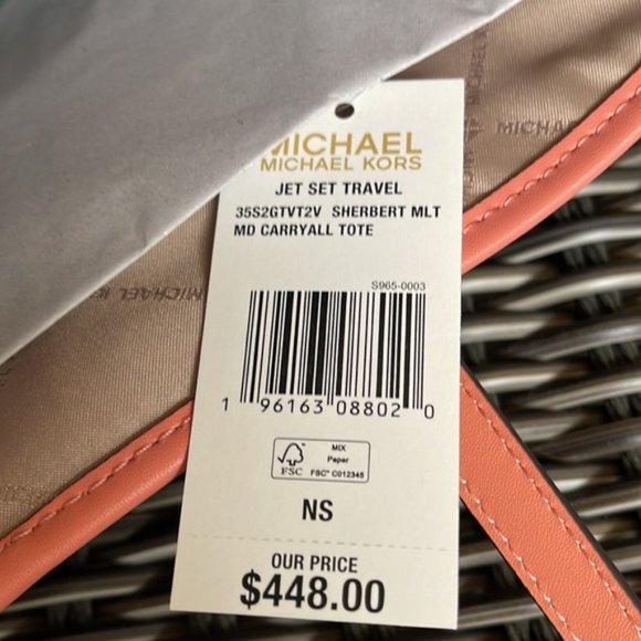 Michael Kors Jet Set Travel Medium Carryall Tote Sherbert Multi - Picture 12 of 16